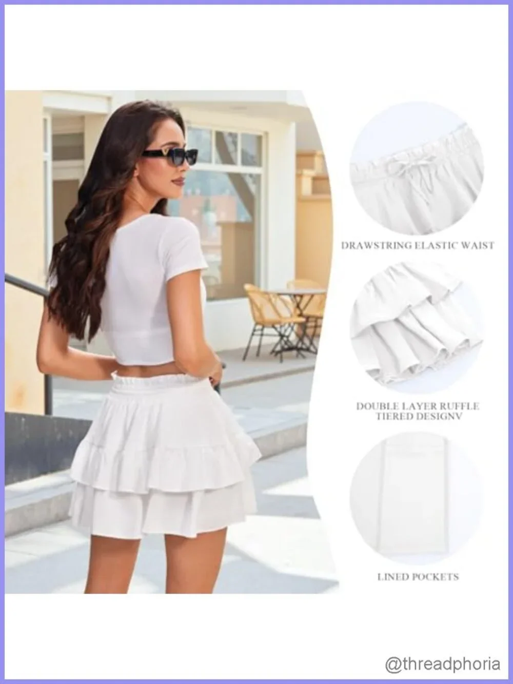 High Waist Ruffle Tiered Mini Skort with Pockets for Tennis Golf
